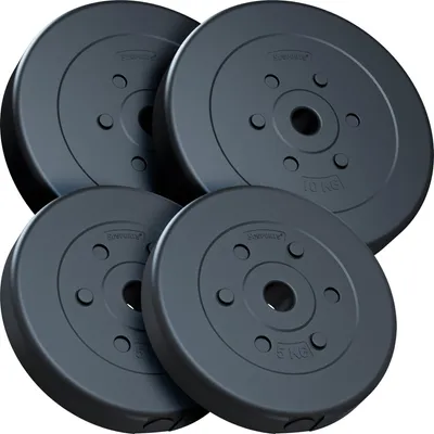 Produktbild von ScSPORTS® Hantelscheiben - Set, 30 kg (2x5kg, 2x10kg), Ø 30/31mm, Zement, Kunststoff - Gewichtsscheiben, Hantelscheiben-Set, Fitness Scheiben, Gewichte für Hantel, Langhantel