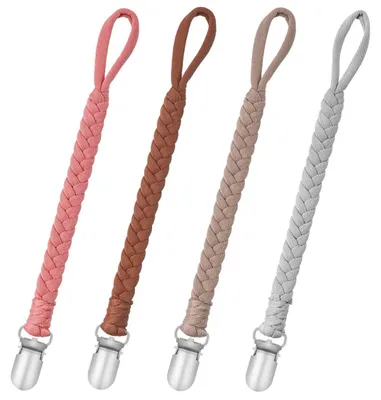Produktbild von Schnullerkette Baumwolle 4 Stück Grau für Mädchen & Jungs