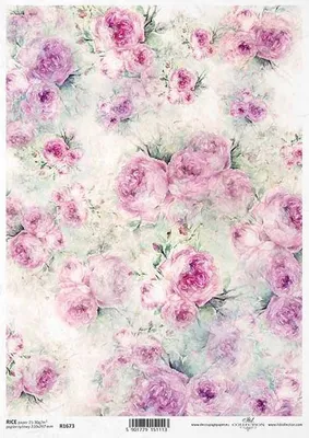 Produktbild von Shabby Chic Decoupage Reispapier, Hintergrund, Aquarell, Pastell Rosen ITD-R1673 - A4