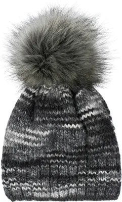 Produktbild von styleBREAKER Uni Strick Bommelmütze bunt gemustert mit Alpaka Anteil und Fleece Futter, Winter Fellbommel Mütze 04024179