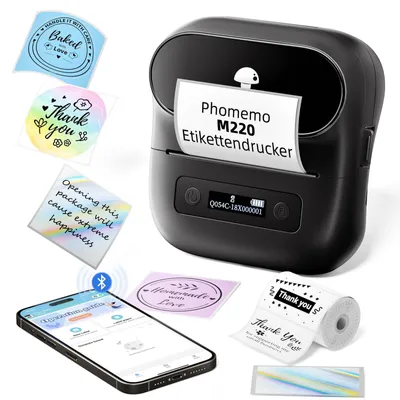 Immagine prodotto di Stampante per etichette portatile - Termica - Bluetooth - 20 mm - 75 mm - Codici a barre e indirizzi