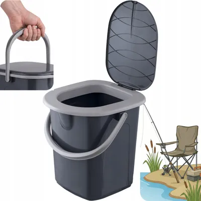 Produktbild von BRANQ Reisetoilette, WC-Eimer, anthrazit, mit Deckel, 22 l, 1306