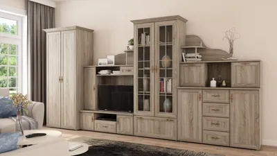 Produktbild von Meblast | Wohnwand Kongo + Schrank | Sonoma Eiche Hell - Funktional, Modern, Wohnzimmermöbel
