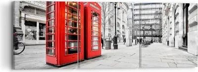 Produktbild von Bild auf Leinwand - Leinwandbild - Telefon London Kultur - 90x30cm - Wand Bild - Wanddeko - Leinwanddruck - Bilder - Kunstdruck - Wanddekoration - Leinwand bilder - Wandkunst - CA90x30-2595