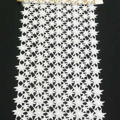 Produktbild von Borte Stoff Meterware Spitzenborte Tischläufer Sterne creme 60cm