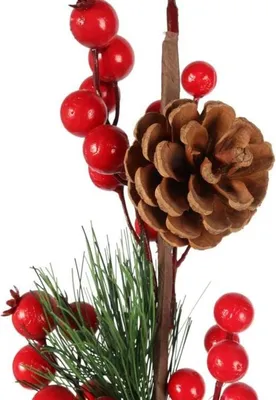 Zdjęcie produktu dla GAŁĄZKA ŚWIERKOWA z JARZĘBINĄ 60 CM czerwona