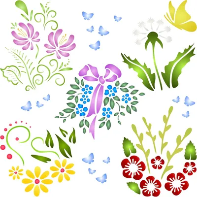 Produktbild von Schablone Blumenstrauß, 16,5 x 16,5 cm, wiederverwendbar, für Wände