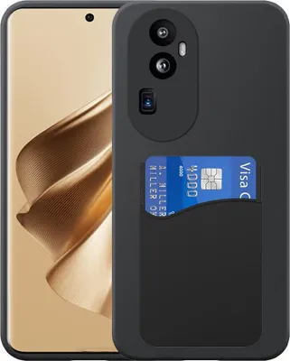 Produktbild von Geeignet für Oppo Reno 10 Pro Plus Phone Case mit Silikon-Kartenhalter - Flexible Back Cover Case Silikon TPU mit Silikon Cardslot - Schwarz - Smartphonics
