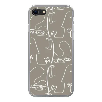 Produktbild von MuchoWow® Handyhülle Schutzhülle Hülle für iPhone 8 Muster - Kopf - Strichzeichnung Silikon Softcase Handy Hülle - Schutzhaube