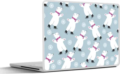 Produktbild von MuchoWow® Laptop Aufkleber Sticker Cover Schlittschuhe - Eisbär - Muster 30x22 cm - Laptop-Sticker