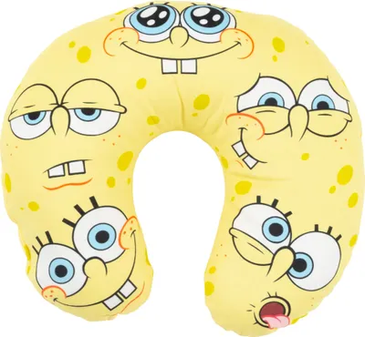 Produktbild von Spongebob Schwammkopf - Gesichter Reise Nackenkissen bequemes Reisekissen Nackenhörnchen Auto Flugzeug Gelb