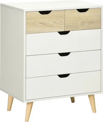 Productafbeelding van Komoda 831-596V00WT, 5 laden, met handgrepen, voorzien van omvalbeveiliging, gelakt, 60 x 40 x 77,5 cm
