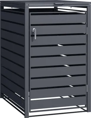 Image de Wiltec Abri de poubelle – 730 x 980 x 1160 mm – pour une poubelle de 60 à 240 L – Couleur anthracite – en Acier – avec Couvercle à carnière – Range Coffre poubelle verrouillable
