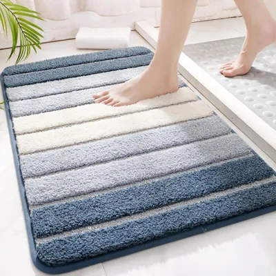 Produktbild von Badezimmer Teppich Antirutsch Badematte Mikrofaser Saugfähig, Waschbare Bäderteppich für Bad Dusche, Grau