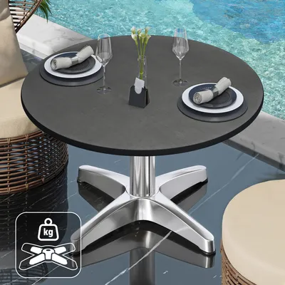 Produktbild von CPBL | Compact Loungetisch | Ø:H 60 x 42 cm | Anthrazit / Aluminium | Zusatzgewicht | Bistro Loungetisch Gastro Tisch