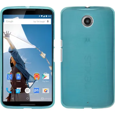 Produktbild von PhoneNatic Case kompatibel mit Google Nexus 6 - blau Silikon Hülle brushed + 2 Schutzfolien
