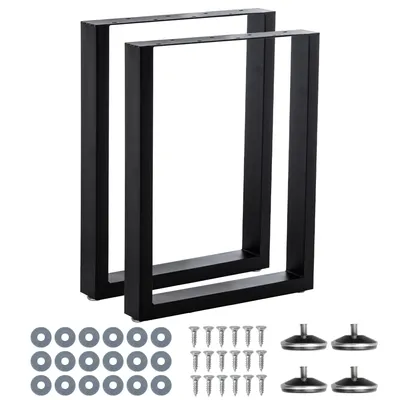 Produktbild von GIHAUVIA 2er Set Tischbeine 60×72 cm Tischgestell Tischkufen schwarz Stahl Tischuntergestell 80x40mm Industrie Design Esstischgestell 2 Stück Tischfuß
