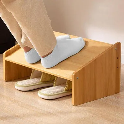 Produktbild von Ergonomische houten voetenbank voor onder bureau - 3 hoogteposities - verwijderbaar - massief hout