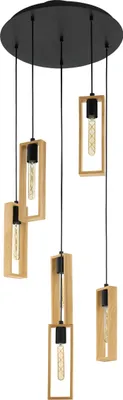 Produktbild von EGLO Pendellampe Littleton, 6 flammige Vintage Pendelleuchte im Industrial Design, Retro Hängelampe, E27,