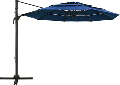 Produktbild von vidaXL Sonnenschirm mit Aluminium-Mast 4-lagig Azurblau 3x3 m