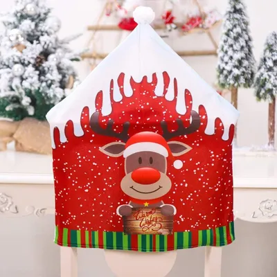 Produktbild von 4-teilig, Weihnachts-Esszimmerstuhl-Schonbezüge, Weihnachtsmann, Schneemann, Stuhlhussen, Esszimmerstuhl-Schutz, Weihnachtsdekoration(B)
