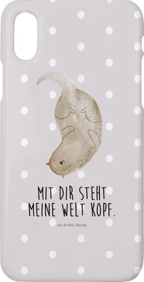 Produktbild von Mr. & Mrs. Panda Iphone 10 Handyhülle Otter Kopfüber - Grau Pastell - Geschenk, Niedlich, Seeotter, Liebesgeschenk, Verknallt, X, Cover, Liebe, Handy, Verliebt, Case