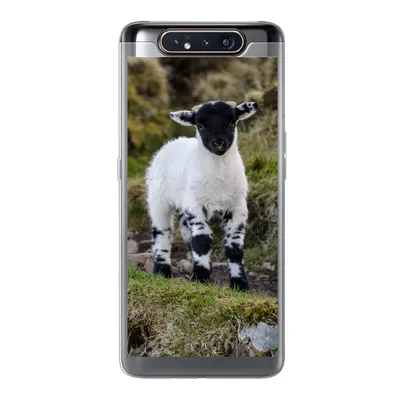 Produktbild von MuchoWow® Handyhülle Schutzhülle Hülle für Samsung Galaxy A80 Lamm - Schwarz - Weiß - Tupfen Silikon Softcase Handy Hülle - Schutzdeckel