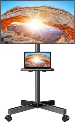 Immagine prodotto di Supporto mobile per TV - Standard su ruote per TV LED e LCD da 23 a 60 pollici - Adatto per TV piatte e curve fino a 40 kg - Supporto portatile inclinabile da 10° a +15°