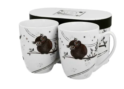 Produktbild von DUO ANIMALS 2er-Set Becher 380 ml CHARMING OWLS New Bone China Porzellan