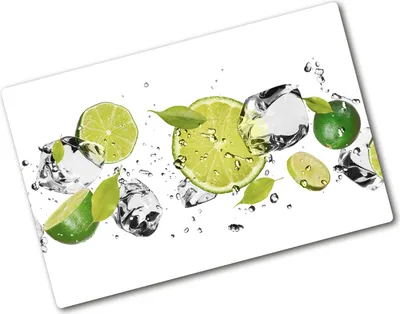 Produktbild von Tulup Glas Herdabdeckplatte - 80x52 cm - Glaskeramikkochfeld-Abdeckung Spritzschutz Glasabdeckplatte - Einteilig - Essen & Getränke - Limette und Wasser - Grün