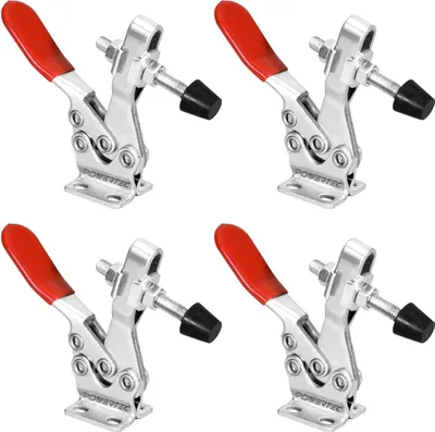 Produktbild von 4er-Pack Kniehebelspanner, 500 lbs Haltekapazität, 225D-Horizontalspanner mit Schnellspanner und rutschfester Gummidruckspitze