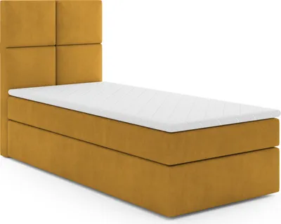 Produktbild von MR GROUP Boxspringbett OMIS 80x200 rechts Kinderbett Jugendbett Einzelbetten Bett mit Stauraum Polsterbett Matratze Topper H3 Schlafzimmer gelb
