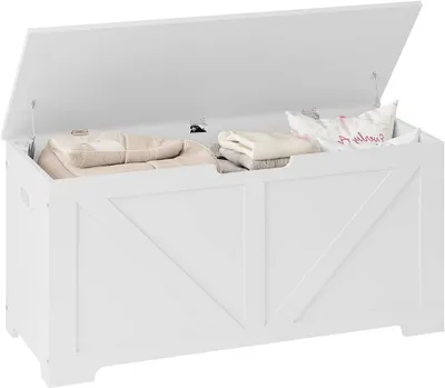 Produktbild von Schuhbank mit Stauraum und Klappdeckel | Weiß | 100x40x47 cm