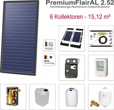 Produktbild von Solarbayer PremiumFlairAL Indach-Solarpaket 6 Bruttofläche 15,12 m² Solaranlage