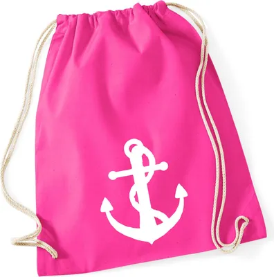 Produktbild von Huuraa Turnbeutel Anker Ankor 12 Liter Fuchsia Baumwolle Rucksack Geschenkidee