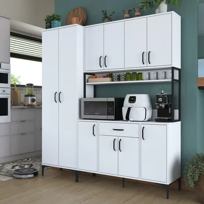 Immagine prodotto di Skye Decor, JE133 - 3054, armadio multiuso, bianco, pannello truciolare rivestito al 100% in MELAMINA di classe E1, 180 x 40 x 198,6 cm