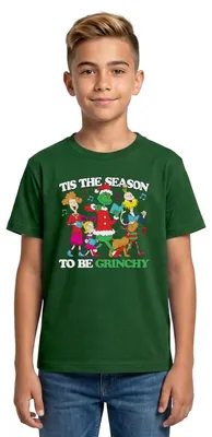 Produktbild von Spreadshirt Der Grinch Spruch The Season To Be Grinchy Teenager T-Shirt, 152/164 (12-14 Jahre), Forstgrün
