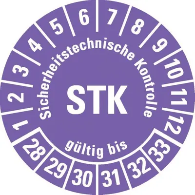 Produktbild von Dreifke® Prüfplakette STK 28-33, violett, Folie, m.Spezialkl.Oberflächenschut...