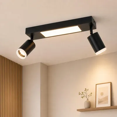 Produktbild von ZMH LED Deckenspot Deckenlampe 3000k Warmweiß 2 Flammig Deckenleuchte Schlafzimmerlampe 20W GU10 Strahler 350° für Küche Esszimmer Flur Schwarz