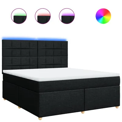 Image de Sommier à lattes de lit avec matelas Noir 180x200 cm Tissu