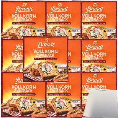 Produktbild von Brandt Vollkorn Zwieback knuspriger Genuss 10er Pack (10x225g Packung) + usy Block