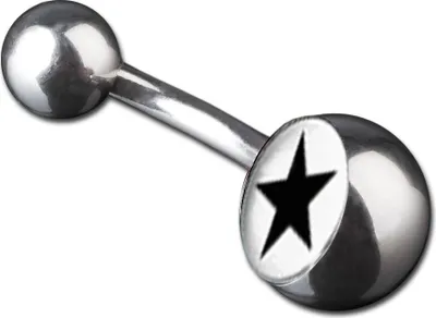 Produktbild von viva-adorno 1 Stück Bauchnabel Piercing Banane 316L Chirurgenstahl 20 verschiedene Motive Z380, S2 Stern schwarz