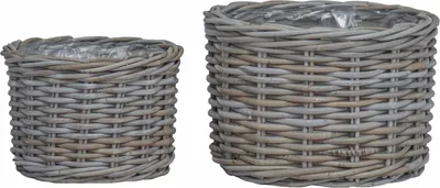 Immagine prodotto di Cestino per Piante con archiviazione 2 pcs Grigio Rattan Kubu