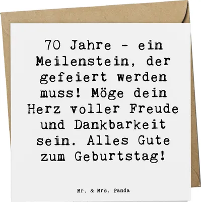 Produktbild von Mr. & Mrs. Panda Grußkarte Spruch 70. Geburtstag Meilenstein - Weiß - Geschenk, Happy Birthday, Siebziger, Erinnerung, Geburtstagsfeier, Klappkarte, anlasskarte, Alter