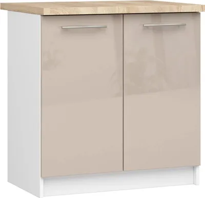 Image de Meuble bas de cuisine 80 cm VERMINA - blanc / cappuccino brillant