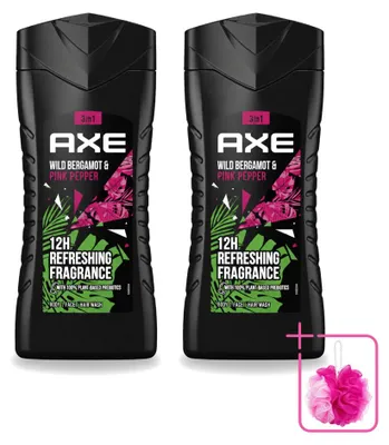 Produktbild von 2 x Axe 3-in-1 Duschgel Wild Bergamot & Pink Pepper - 250 ml - Sparpackung - 2 Stücke