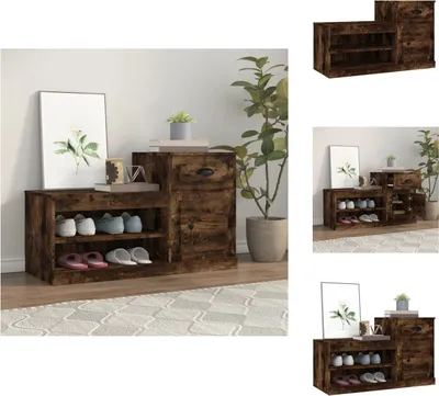 Obrázek produktu pro vidaXL Botník kouřový dub 100x42x60 cm materiál na bázi dřeva - Botníky a skříně