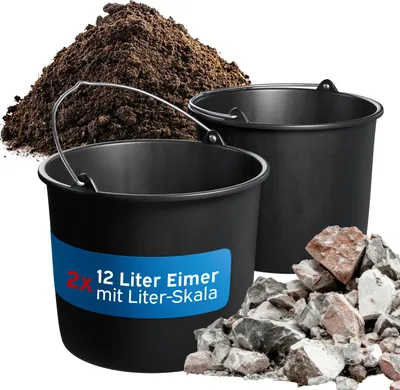 Produktbild von kör4u Baueimer rund mit Kopfbügeln schwarz 2x 12 Liter