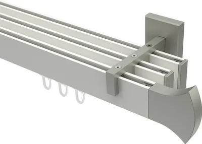 Produktbild von Interdeco Innenlaufstange / Gardinenstange mit Innenlauf Weiß / Edelstahl-Optik, Typ Smartline Conex (Rundung), 14x35 mm 3-läufig, 540 cm