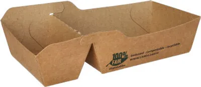 Immagine prodotto di 480 vassoi per patatine fritte, cartone "puro" diviso in 2 parti 3,5 cm x 16,5 cm x 9 cm marrone "100% Fair" piccolo